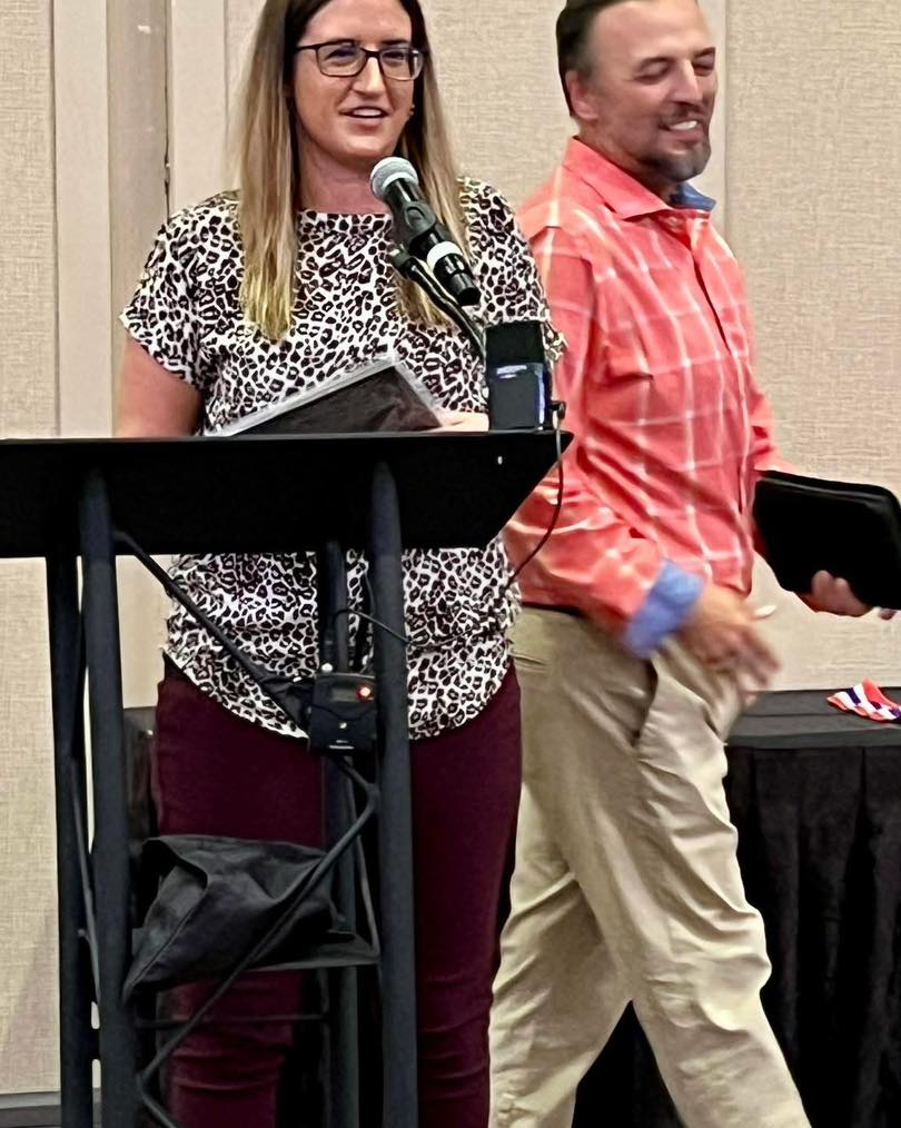 Katie Mathenia with her award